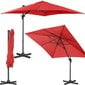 Nelikulmainen puutarhasateenvarjo sivukannattimella, Uniprodo UNI_UMBRELLA_2SQ250BL1, 250 cm. x 250 cm., punainen hinta ja tiedot | Aurinkovarjot ja markiisit | hobbyhall.fi