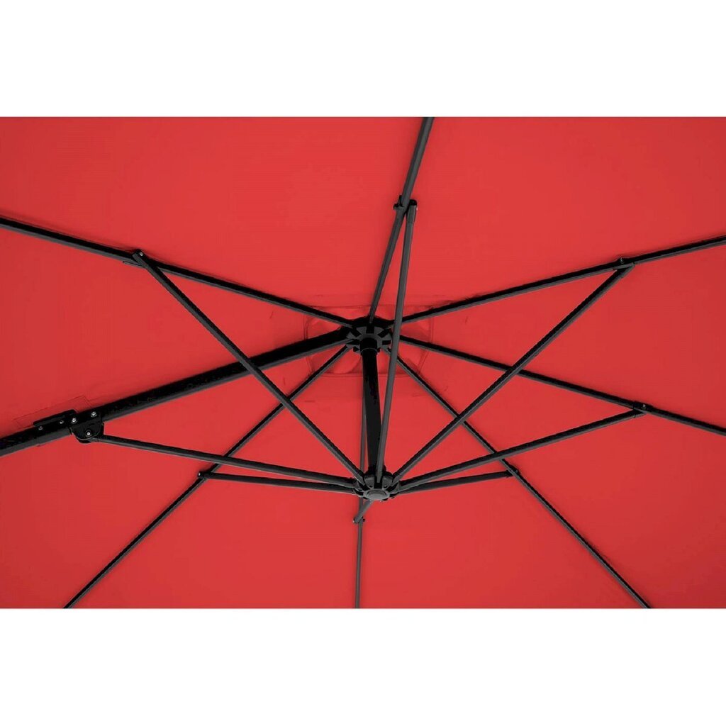 Nelikulmainen puutarhasateenvarjo sivukannattimella, Uniprodo UNI_UMBRELLA_2SQ250BL1, 250 cm. x 250 cm., punainen hinta ja tiedot | Aurinkovarjot ja markiisit | hobbyhall.fi