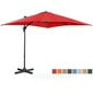 Nelikulmainen puutarhasateenvarjo sivukannattimella, Uniprodo UNI_UMBRELLA_2SQ250BL1, 250 cm. x 250 cm., punainen hinta ja tiedot | Aurinkovarjot ja markiisit | hobbyhall.fi