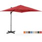 Nelikulmainen puutarhasateenvarjo sivukannattimella, Uniprodo UNI_UMBRELLA_2SQ250BL1, 250 cm. x 250 cm., viininpunainen hinta ja tiedot | Aurinkovarjot ja markiisit | hobbyhall.fi