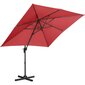 Nelikulmainen puutarhasateenvarjo sivukannattimella, Uniprodo UNI_UMBRELLA_2SQ250BL1, 250 cm. x 250 cm., viininpunainen hinta ja tiedot | Aurinkovarjot ja markiisit | hobbyhall.fi