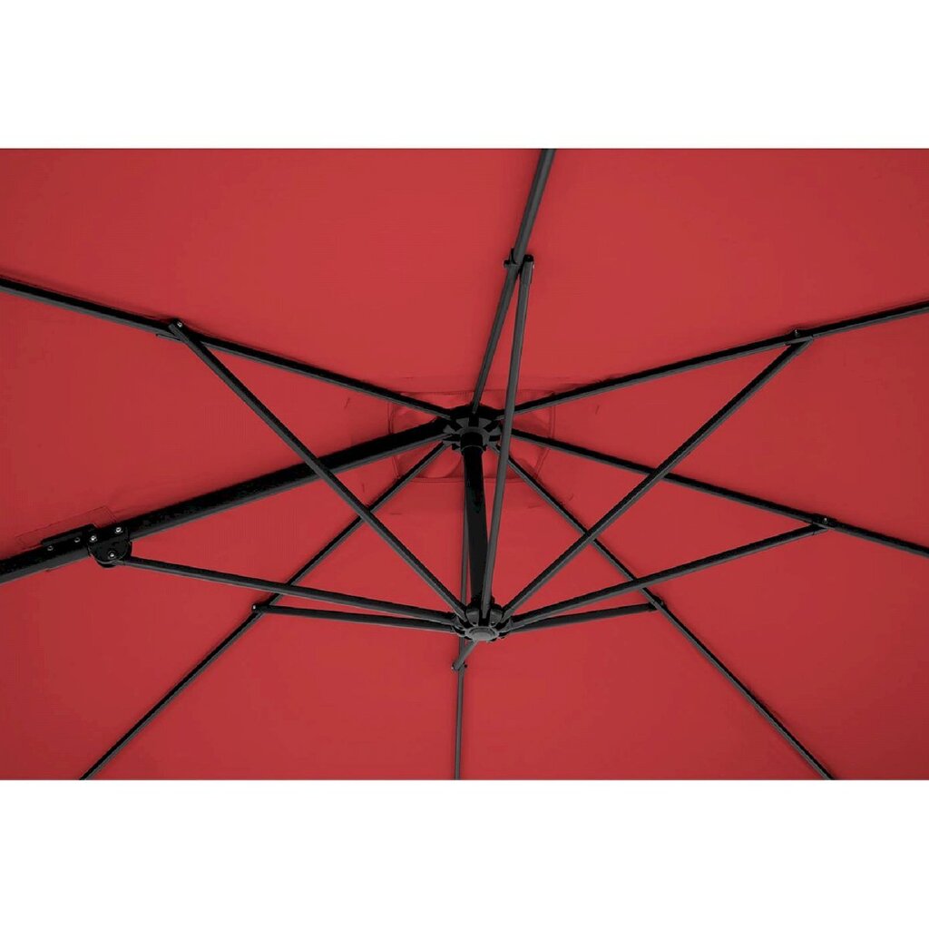 Nelikulmainen puutarhasateenvarjo sivukannattimella, Uniprodo UNI_UMBRELLA_2SQ250BL1, 250 cm. x 250 cm., viininpunainen hinta ja tiedot | Aurinkovarjot ja markiisit | hobbyhall.fi