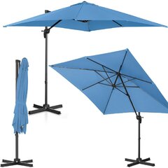 Nelikulmainen puutarhasateenvarjo sivukannattimella, Uniprodo UNI_UMBRELLA_2SQ250BL1, 250 cm. x 250 cm., sininen hinta ja tiedot | Aurinkovarjot ja markiisit | hobbyhall.fi