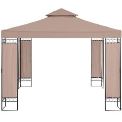 Puutarha-aitta, jossa on kokoontaitettava katos ja koriste, Uniprodo UNI_PERGOLA_3X3TF_U1, 3 m. x 3 m. x 2,6 m., beige hinta ja tiedot | Puutarhapaviljongit | hobbyhall.fi