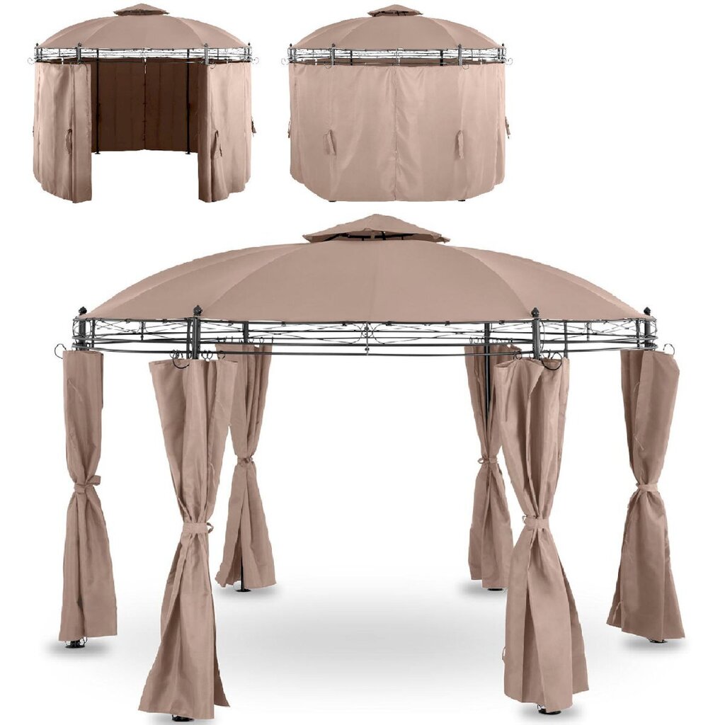 Taitettava pergolateltta seinillä, Uniprodo UNI_PERGOLA_3.5BE1, 3,5 m halkaisija, kermainen hinta ja tiedot | Puutarhapaviljongit | hobbyhall.fi