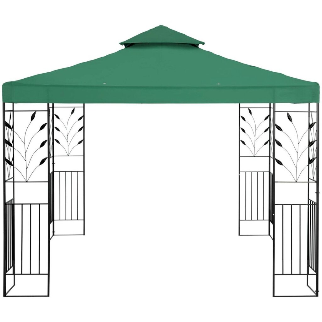 Taitettava puutarhapaviljonki koristeella, Uniprodo UNI_PERGOLA_3X3G1, 3 m. x 3 m. x 2,6 m., vihreä. hinta ja tiedot | Puutarhapaviljongit | hobbyhall.fi