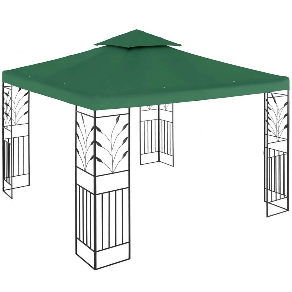 Taitettava puutarhapaviljonki koristeella, Uniprodo UNI_PERGOLA_3X3G1, 3 m. x 3 m. x 2,6 m., vihreä. hinta ja tiedot | Puutarhapaviljongit | hobbyhall.fi