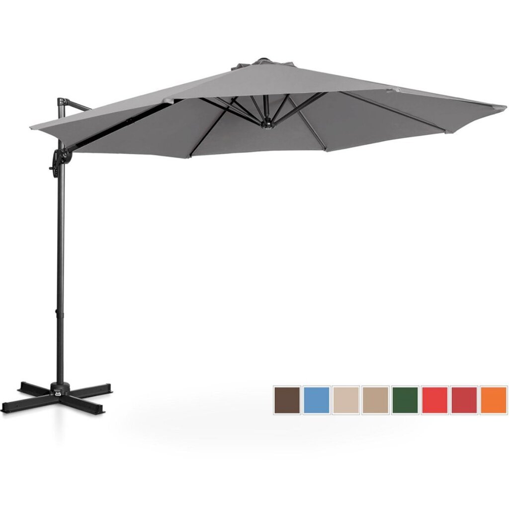 Puutarhasateenvarjo sivukallistuksella, UNI_UMBRELLA_2R300GR_N1, 300 cm. halkaisija, harmaa hinta ja tiedot | Aurinkovarjot ja markiisit | hobbyhall.fi