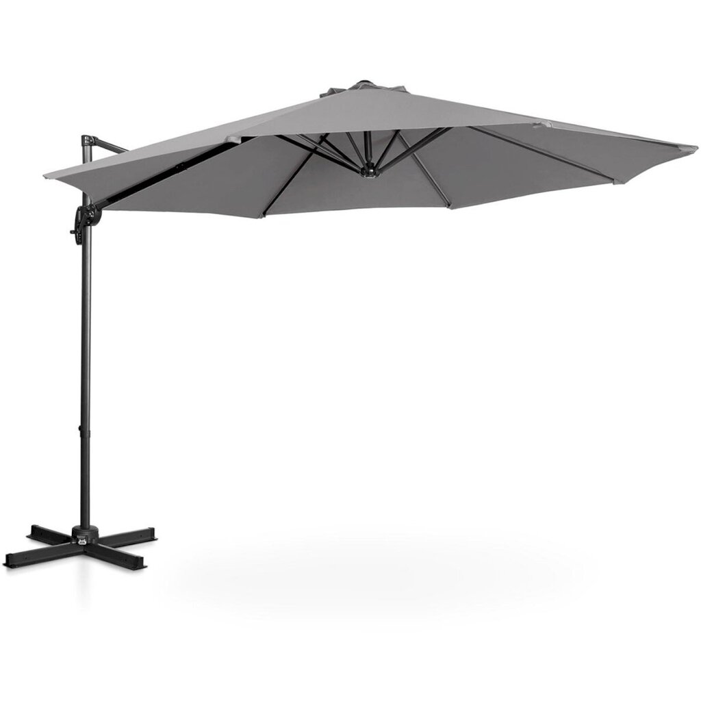 Puutarhasateenvarjo sivukallistuksella, UNI_UMBRELLA_2R300GR_N1, 300 cm. halkaisija, harmaa hinta ja tiedot | Aurinkovarjot ja markiisit | hobbyhall.fi