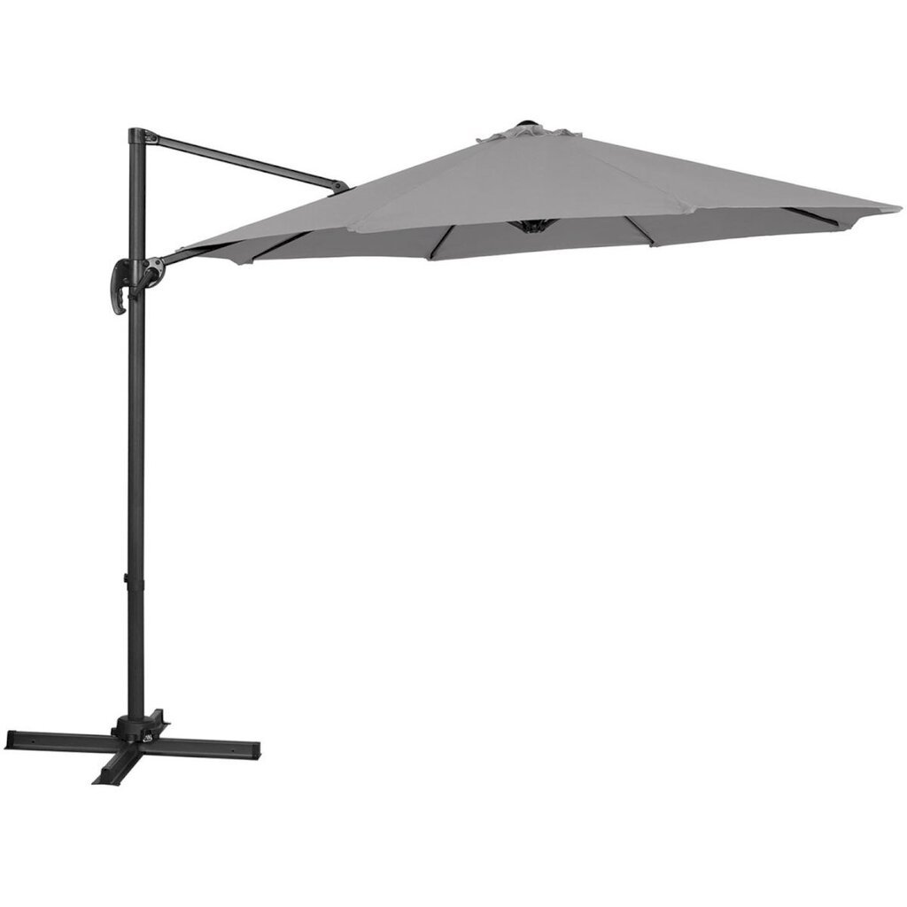 Puutarhasateenvarjo sivukallistuksella, UNI_UMBRELLA_2R300GR_N1, 300 cm. halkaisija, harmaa hinta ja tiedot | Aurinkovarjot ja markiisit | hobbyhall.fi