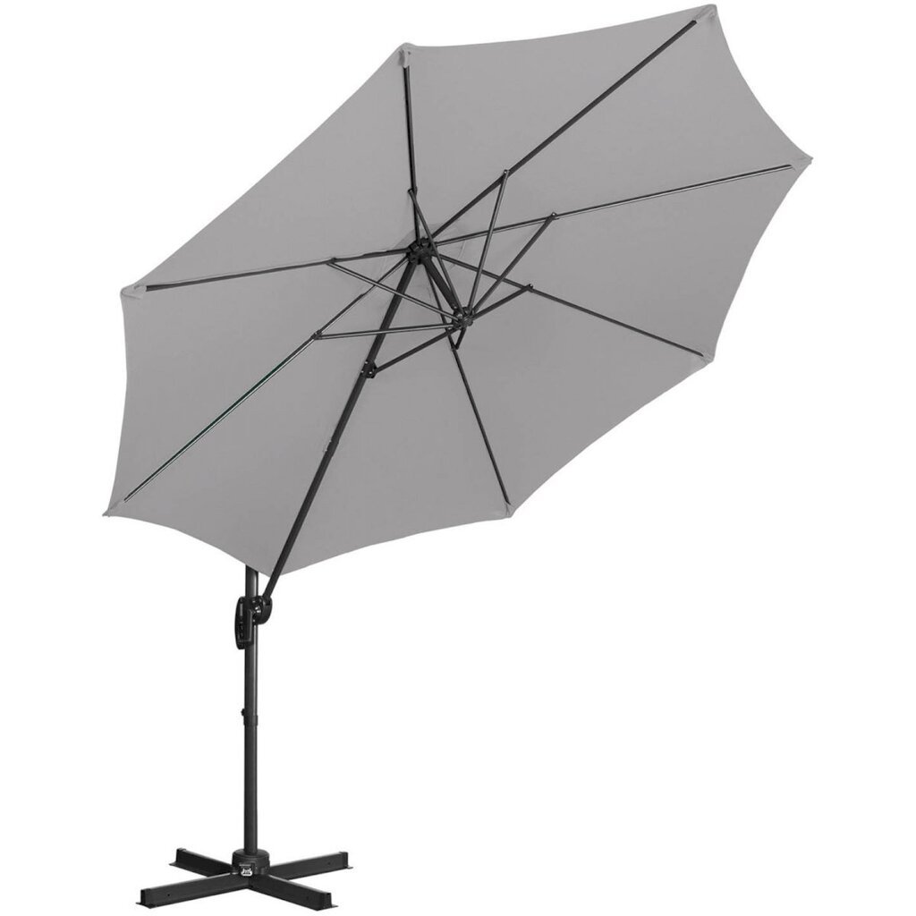 Puutarhasateenvarjo sivukallistuksella, UNI_UMBRELLA_2R300GR_N1, 300 cm. halkaisija, harmaa hinta ja tiedot | Aurinkovarjot ja markiisit | hobbyhall.fi