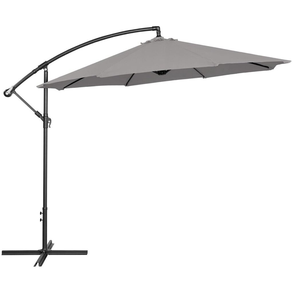 Puutarhasateenvarjo sivukallistuksella, UNI_UMBRELLA_2R300GR_N1, 300 cm. halkaisija, harmaa hinta ja tiedot | Aurinkovarjot ja markiisit | hobbyhall.fi