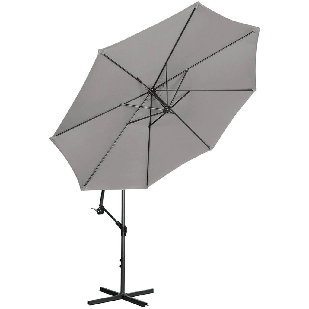 Puutarhasateenvarjo sivukallistuksella, UNI_UMBRELLA_2R300GR_N1, 300 cm. halkaisija, harmaa hinta ja tiedot | Aurinkovarjot ja markiisit | hobbyhall.fi