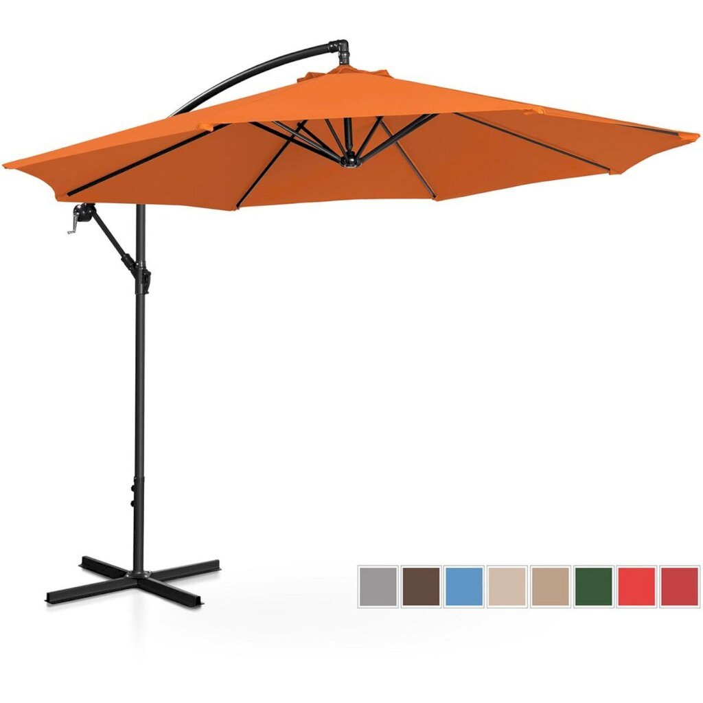 Puutarhasateenvarjo sivukallistuksella, UNI_UMBRELLA_2R300GR_N1, 300 cm. halkaisija, oranssi hinta ja tiedot | Aurinkovarjot ja markiisit | hobbyhall.fi