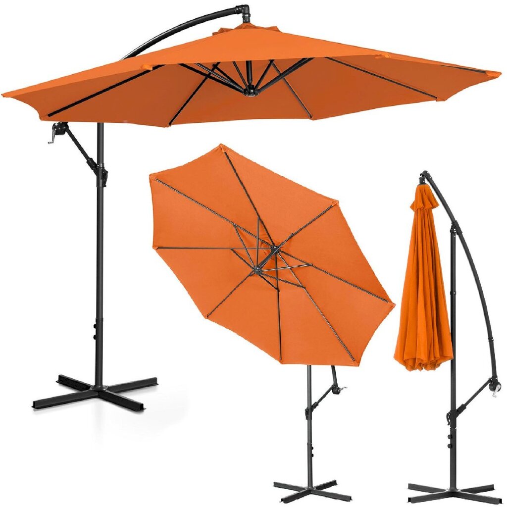 Puutarhasateenvarjo sivukallistuksella, UNI_UMBRELLA_2R300GR_N1, 300 cm. halkaisija, oranssi hinta ja tiedot | Aurinkovarjot ja markiisit | hobbyhall.fi