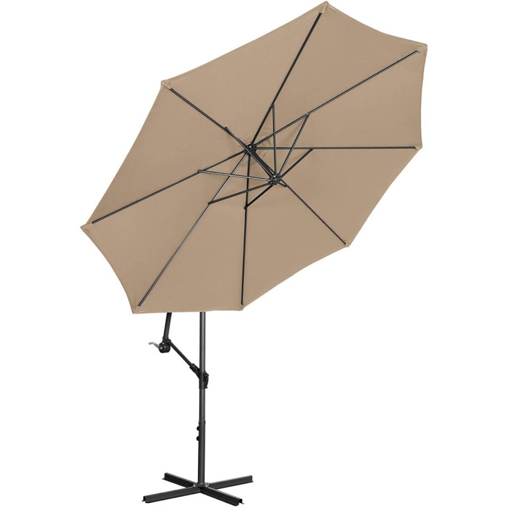 Puutarhasateenvarjo sivukallistuksella, UNI_UMBRELLA_2R300GR_N1, 300 cm. halkaisija, harmaanruskea hinta ja tiedot | Aurinkovarjot ja markiisit | hobbyhall.fi