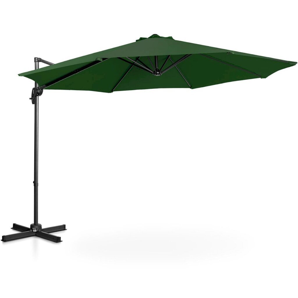 Puutarhasateenvarjo sivukallistuksella, UNI_UMBRELLA_2R300GR_N1, 300 cm. halkaisija, vihreä hinta ja tiedot | Aurinkovarjot ja markiisit | hobbyhall.fi