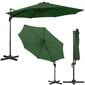 Puutarhasateenvarjo sivukallistuksella, UNI_UMBRELLA_2R300GR_N1, 300 cm. halkaisija, vihreä hinta ja tiedot | Aurinkovarjot ja markiisit | hobbyhall.fi