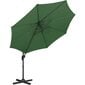 Puutarhasateenvarjo sivukallistuksella, UNI_UMBRELLA_2R300GR_N1, 300 cm. halkaisija, vihreä hinta ja tiedot | Aurinkovarjot ja markiisit | hobbyhall.fi