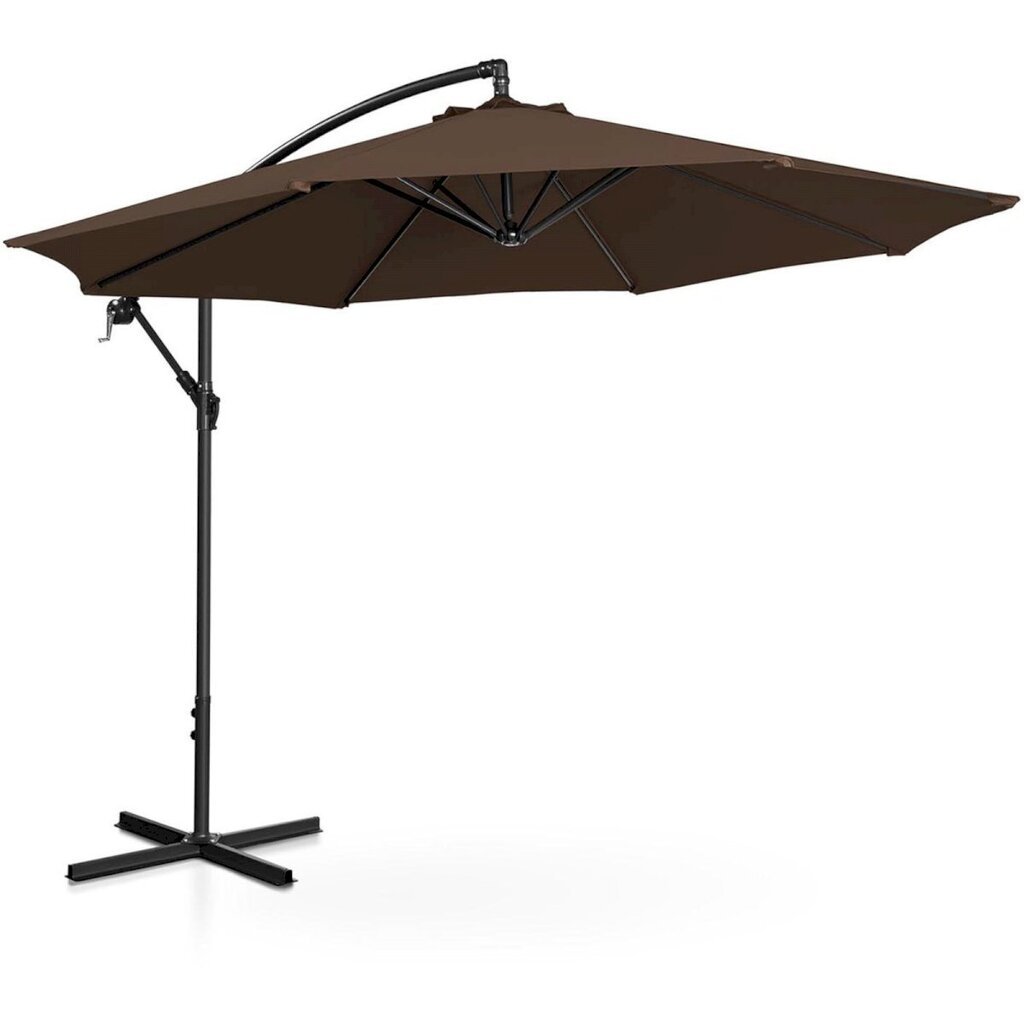 Puutarhasateenvarjo sivutuella, pyöreä, UNI_UMBRELLA_2R300BL_N1, 300 cm. halkaisija, ruskea hinta ja tiedot | Aurinkovarjot ja markiisit | hobbyhall.fi