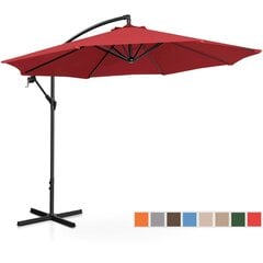 Puutarhasateenvarjo sivutuella, pyöreä, UNI_UMBRELLA_2R300BL_N1, 300 cm. halkaisija, viininpunainen hinta ja tiedot | Aurinkovarjot ja markiisit | hobbyhall.fi