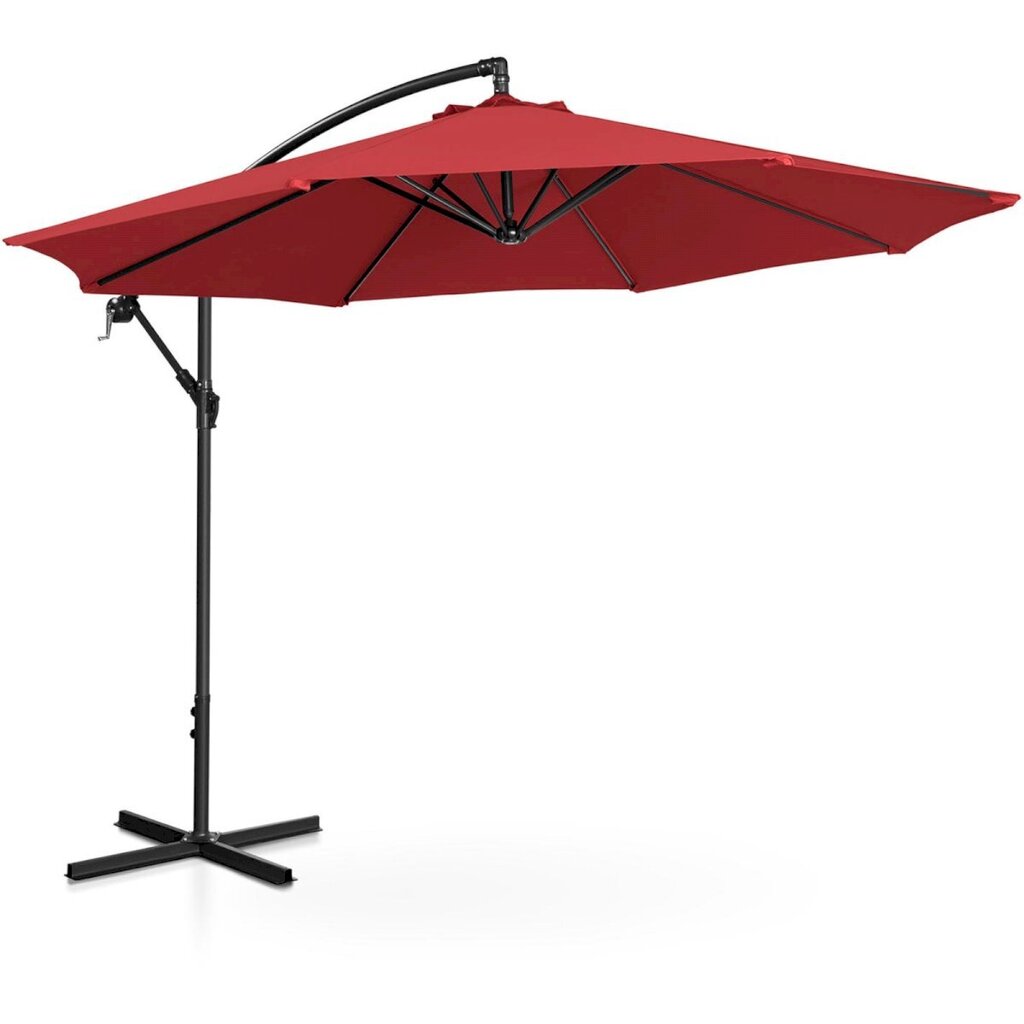 Puutarhasateenvarjo sivutuella, pyöreä, UNI_UMBRELLA_2R300BL_N1, 300 cm. halkaisija, viininpunainen hinta ja tiedot | Aurinkovarjot ja markiisit | hobbyhall.fi