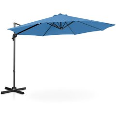 Puutarhasateenvarjo sivutuella, pyöreä, UNI_UMBRELLA_2R300BL_N1, 300 cm. halkaisija, sininen hinta ja tiedot | Aurinkovarjot ja markiisit | hobbyhall.fi