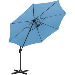 Puutarhasateenvarjo sivutuella, pyöreä, UNI_UMBRELLA_2R300BL_N1, 300 cm. halkaisija, sininen hinta ja tiedot | Aurinkovarjot ja markiisit | hobbyhall.fi