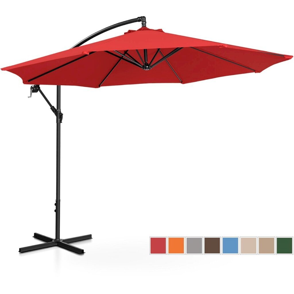 Puutarhasateenvarjo sivutuella, pyöreä, UNI_UMBRELLA_2R300BL_N1, 300 cm. halkaisija, punainen hinta ja tiedot | Aurinkovarjot ja markiisit | hobbyhall.fi