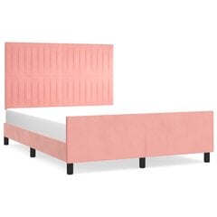 vidaXL Sängynrunko sängynpäädyllä, pinkki, 140x190 cm, sametti hinta ja tiedot | Sängyt | hobbyhall.fi