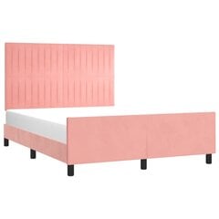 vidaXL Sängynrunko sängynpäädyllä, pinkki, 140x190 cm, sametti hinta ja tiedot | Sängyt | hobbyhall.fi