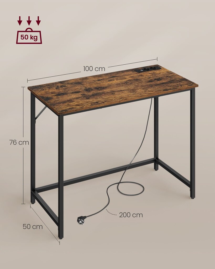 Työpöytä Songmics, 50x100x76 cm, ruskea hinta ja tiedot | Tietokonepöydät ja työpöydät | hobbyhall.fi