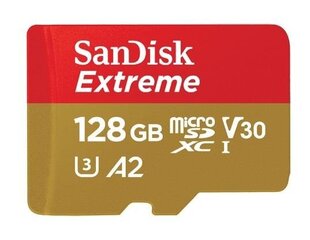 Muistikortti SanDisk microSDXC Extreme 128 GB 160/90 MB/s V30 A2 U3 4K V30 A2 U3 4K hinta ja tiedot | Kameran muistikortit | hobbyhall.fi
