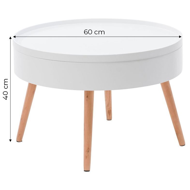 Pyöreä sohvapöytä säilytystilalla, Modern Home FH-CT02101, 60 cm, valkoinen hinta ja tiedot | Sohvapöydät | hobbyhall.fi