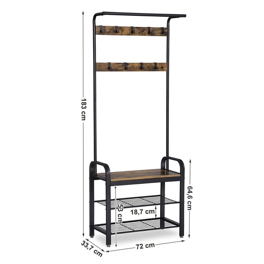 Vaateteline puinen kenkäteline, LOFT, 72 cm. x 33,7 cm. x 183 cm., ruskea hinta ja tiedot | Vaateripustimet ja pukupussit | hobbyhall.fi