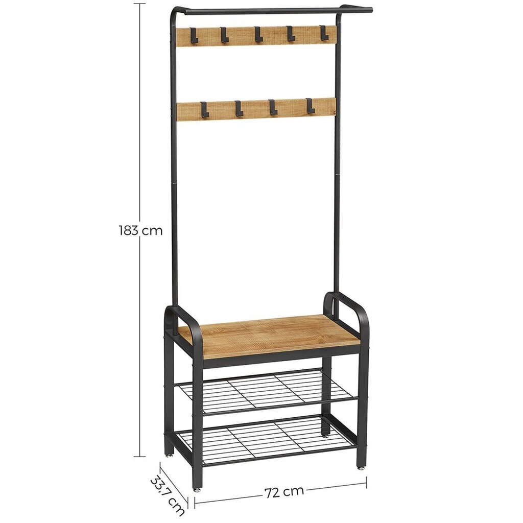 Vaateteline puinen kenkäteline, LOFT, 72 cm x 33,7 cm x 183 cm, ruskea hinta ja tiedot | Kenkäkaapit ja -hyllyt | hobbyhall.fi