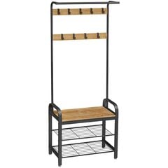 Vaateteline puinen kenkäteline, LOFT, 72 cm x 33,7 cm x 183 cm, ruskea hinta ja tiedot | Kenkäkaapit ja -hyllyt | hobbyhall.fi