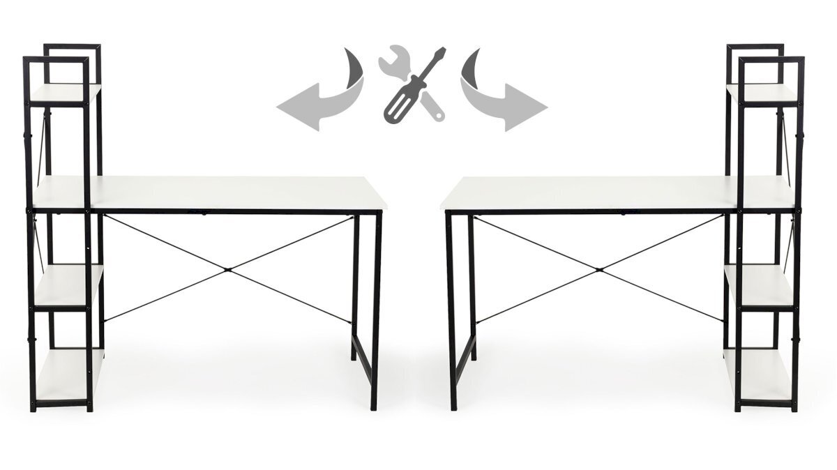 Tietokonepöytä, toimistopöytä parvihyllyllä, kirjahylly, Modern Home PJJCT002-3011, 120 cm. x 64 cm. x 120 cm., valkoinen hinta ja tiedot | Sohvapöydät | hobbyhall.fi