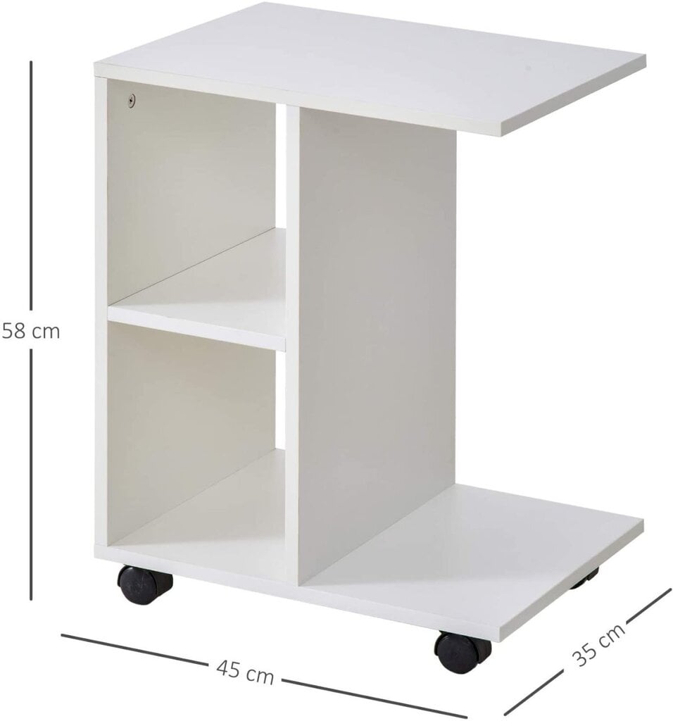 Moderni sohvapöytä pyörillä, Modern Home PJJCFT00601, 58 cm. x 45 cm. x 35 cm., valkoinen hinta ja tiedot | Sohvapöydät | hobbyhall.fi