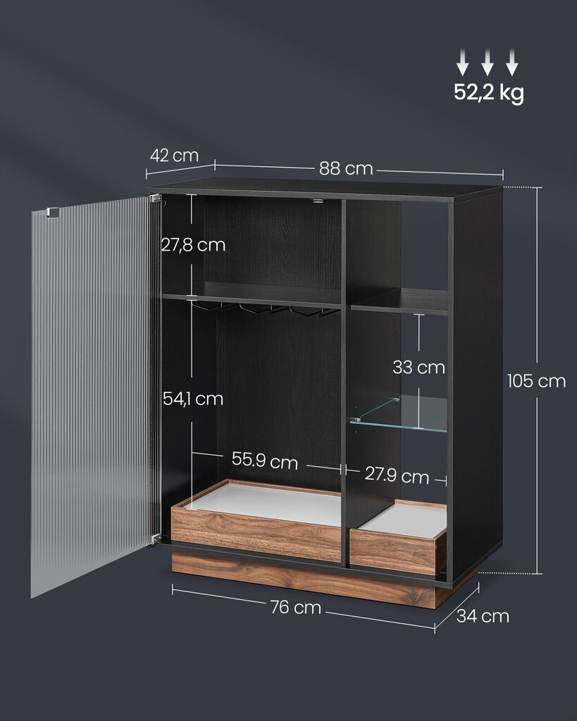 Senkki Songmics, 42x88x105 cm, musta hinta ja tiedot | Olohuoneen kaapit ja lipastot | hobbyhall.fi