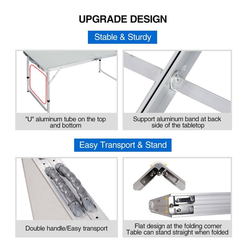 Kokoontaitettava pöytä 120x60x54 Essen Tools LC01 hinta ja tiedot | Retkeilyvarusteet | hobbyhall.fi