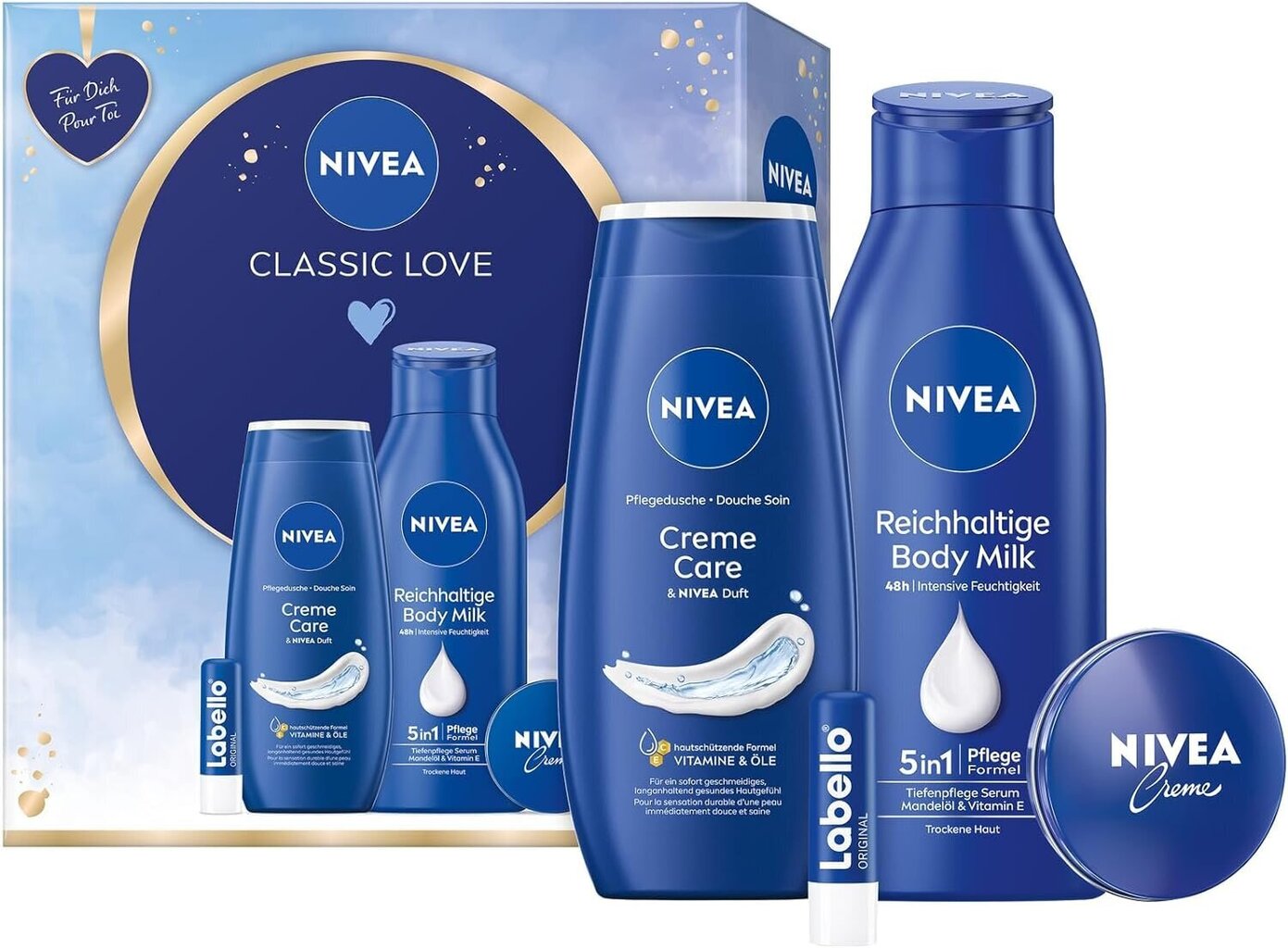 Nivea kosmetiikkasetti kosteuttavia hoitotuotteita 4:1: 30ml + 250ml + 400ml + 5,5g hinta ja tiedot | Suihkusaippuat ja suihkugeelit | hobbyhall.fi