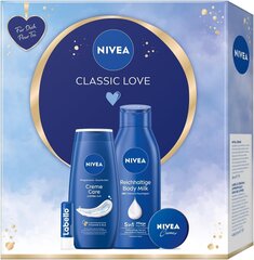 Nivea kosmetiikkasetti kosteuttavia hoitotuotteita 4:1: 30ml + 250ml + 400ml + 5,5g hinta ja tiedot | Suihkusaippuat ja suihkugeelit | hobbyhall.fi