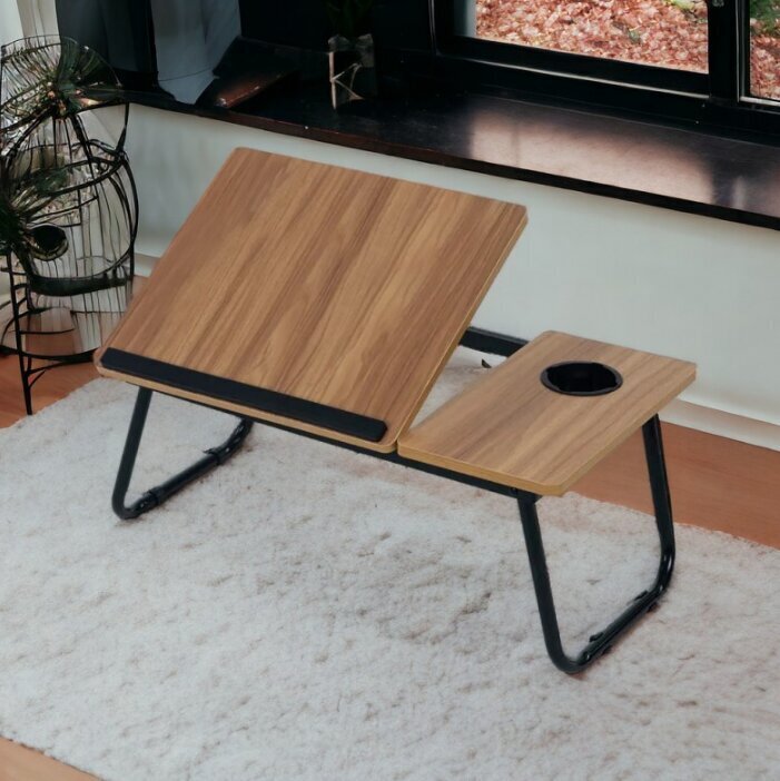 Taitettava pöytä kannettavalle tietokoneelle, tabletille, ruskea hinta ja tiedot | Tietokonepöydät ja työpöydät | hobbyhall.fi