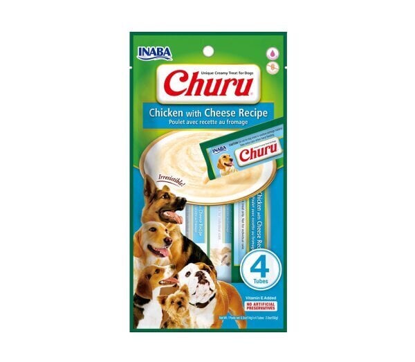 Churu Dog Chicken Cheese herkku koirille, 56 g x 4 hinta ja tiedot | Koiran herkut | hobbyhall.fi