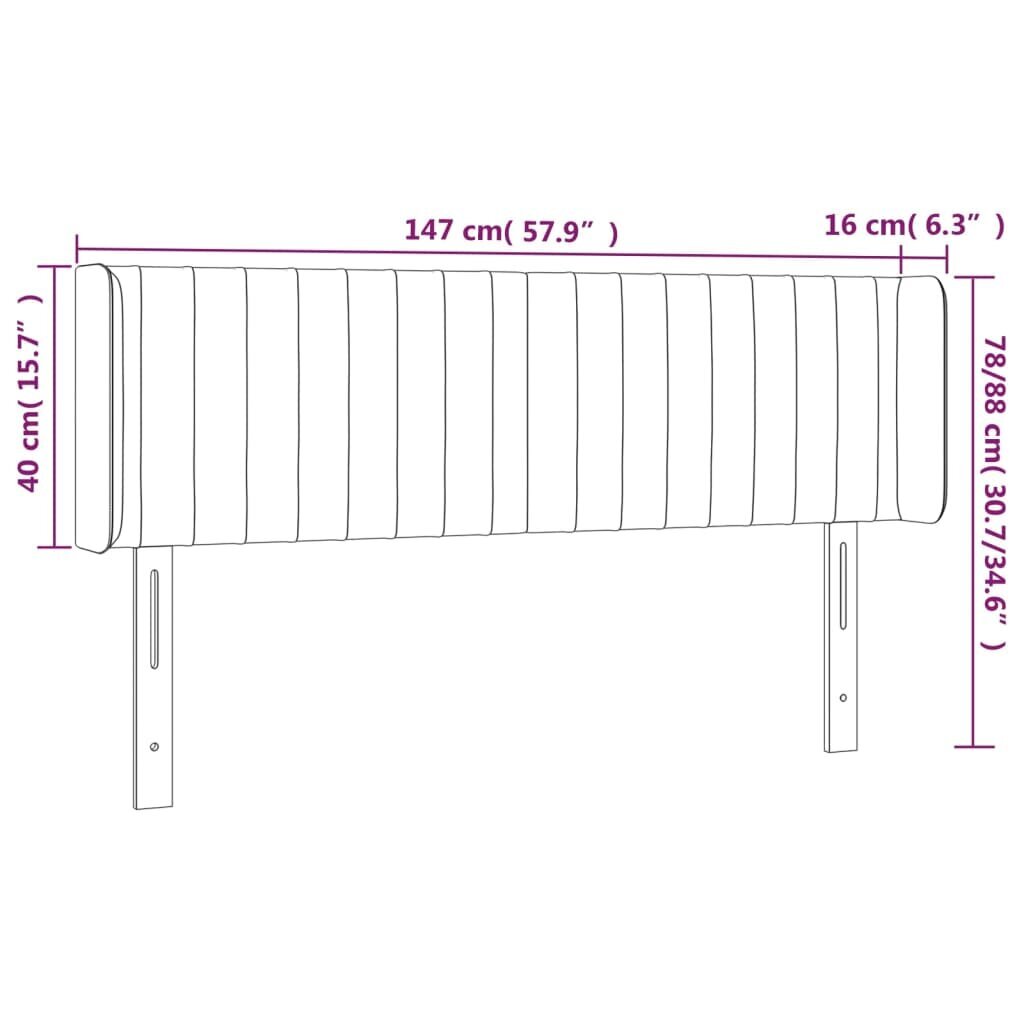 vidaXL pääty korvilla, tummansininen, 147x16x78/88cm, sametti hinta ja tiedot | Sängyt | hobbyhall.fi