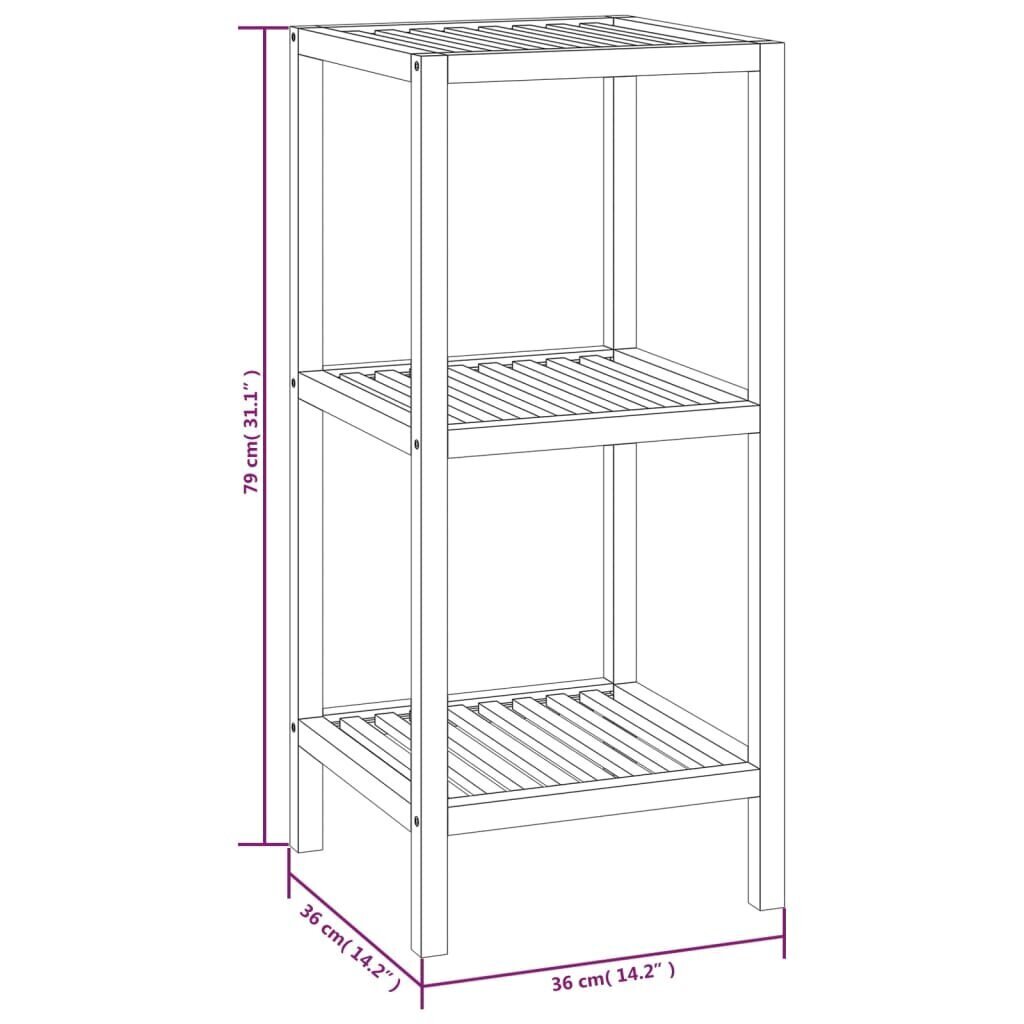 vidaXL Kylpyhuoneen hyllykkö 36x36x79 cm täysi pähkinäpuu hinta ja tiedot | Hyllyt | hobbyhall.fi