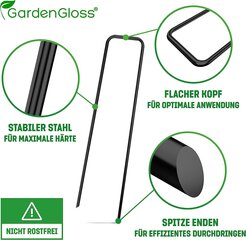 Garden Gloss® Earth Ankkuri, joka on valmistettu terästä odottamattomasta (50 kappaletta) - rikkakasvien fleece-, puutarhafleece-, aita- ja verkko- ja verkojen vakaa ankkuri - 150 mm pitkä, 25 mm leveä, Ø 2,7 mm hinta ja tiedot | Puutarhatyökalut | hobbyhall.fi