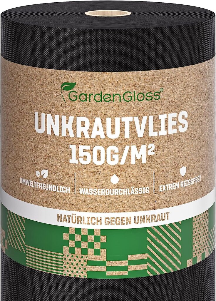 Garden Gloss® 25m² Weed Fleece 150 g/m² Erittäin vahva rikkakasveja vastaan, reunusta ja korkea UV-stabilointi-ohjauskalvoveden läpäisevä (25m x 1m, 1 rulla) hinta ja tiedot | Puutarhatyökalut | hobbyhall.fi