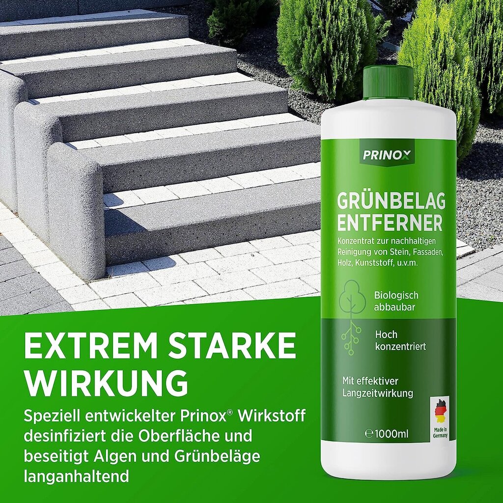 Prinox® 2x 1000ml vihreää ylimmän poistoaineen I Erittäin vahva I 1:40 Konsentraatti I Terassi, katto, julkisivun puhdistusaine, jolla on pitkäaikainen vaikutus I klooriton ja happo -vapaa leviä vastaan, punokset, jotka tein DE: ssä hinta ja tiedot | Puutarhatyökalut | hobbyhall.fi